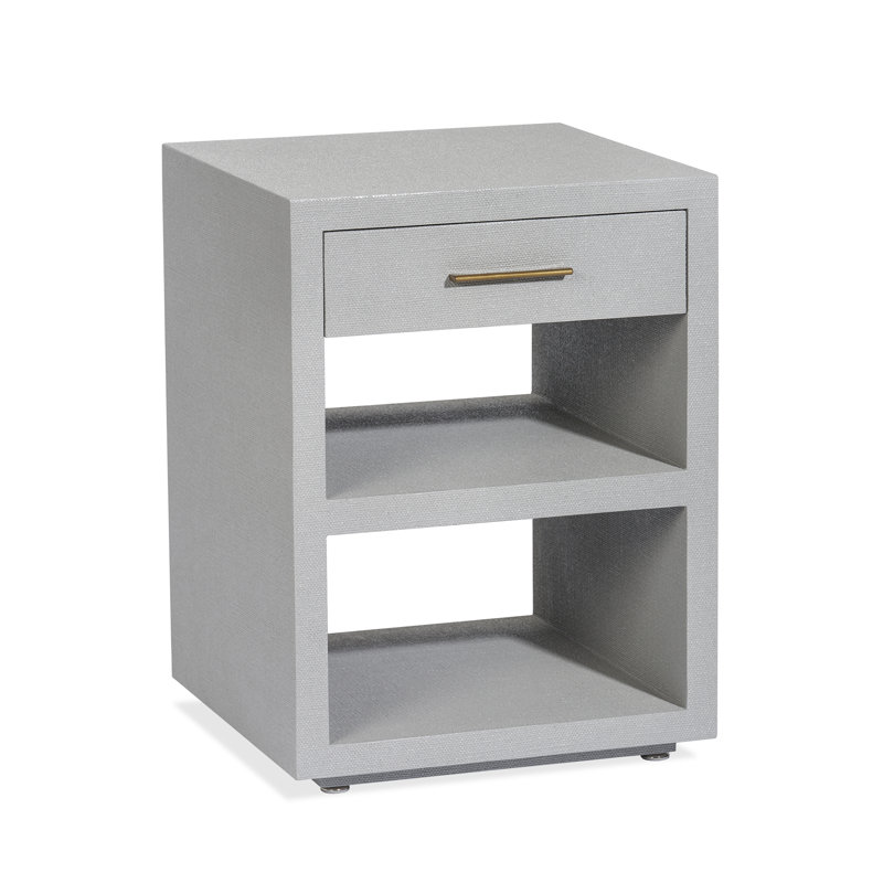 Livia 1 - Drawer Nightstand, Light Gray/Antique Brass