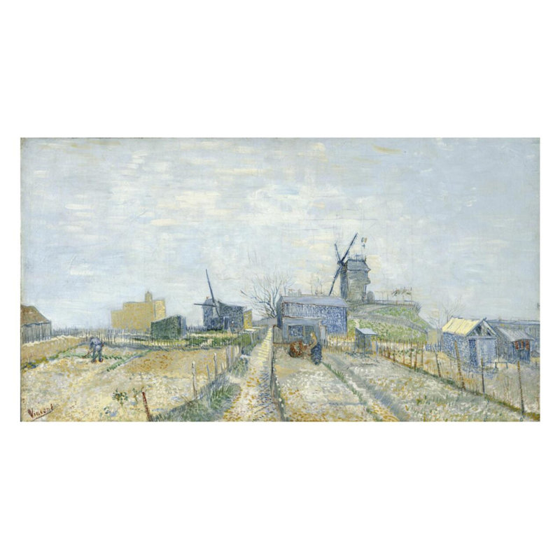 Montmartre: moulins et jardins potagers par Vincent van Gogh - Estampe numérique, H 22 po x l 28 po