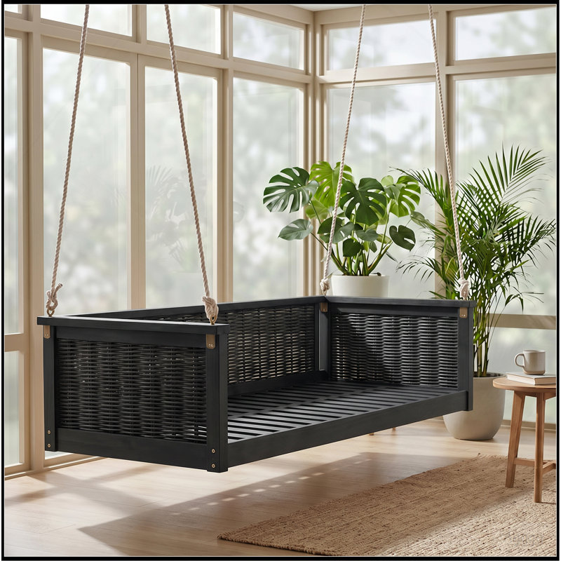 Lit à balançoire simple en bois massif pour l'extérieur TopMAX, Noir