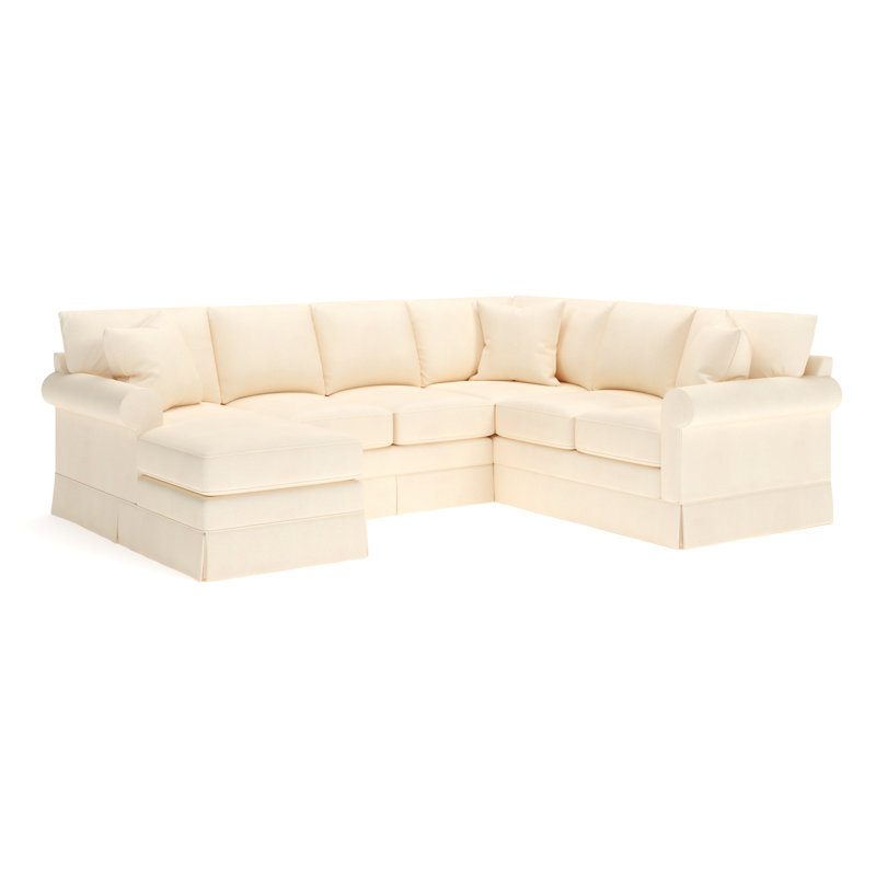 Friedman Upholstered Chaise U-Sectional, Bayou Natural Canvas, Left Hand Facing