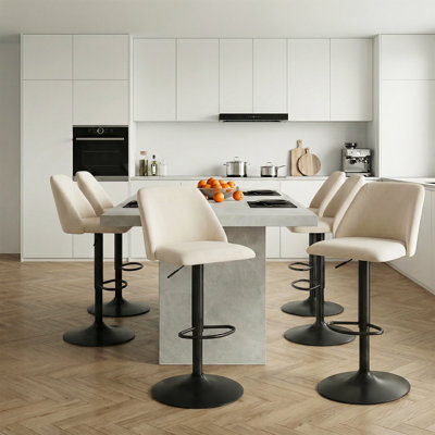 Swivel Upholstered Adjustable Height Counter & Bar Stool With Footrest