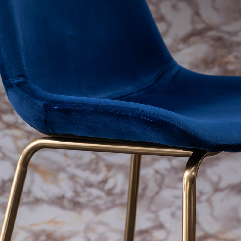 2 tabourets de comptoir en velours bleu 26,50 - et moderne (2), construction en métal avec repose-pieds, revêtement doux