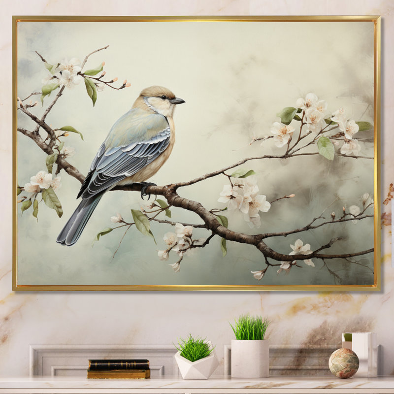 Oiseau majestueux, oiseau, art mural, Cadre flottant doré, H 30 po x l 40 po x P 1,5 po