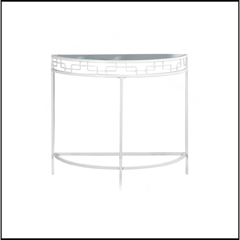 Accent Table, Console, Entryway, Narrow, Sofa, Living Room, Bedroom, Clear Tempered Glass, White Metal, Contemporary, Modern