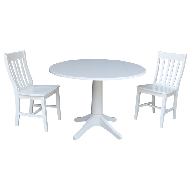 2 - Person Solid Wood Solid Wood Top Pedestal Dining Set, White