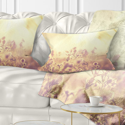 Flowers in Mountain Meadow At Sunset - Floral Printed Throw Pillow