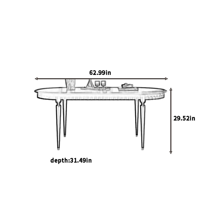Table de salle à manger Celaya, H 29,52 po x L 62,99 po x l 31,49 po