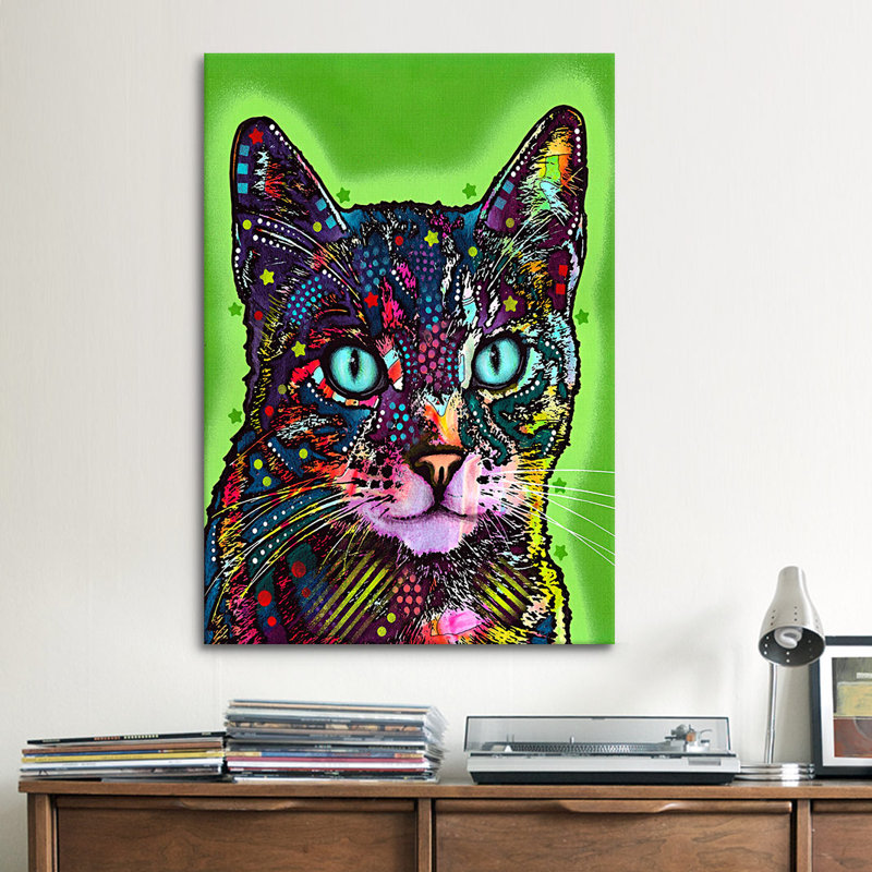 «Watchful Cat» par Dean Russo - Estampe numérique sur toile tendue avec châssis, H 12 po x l 8 po x P 0,75 po, Toile tendue