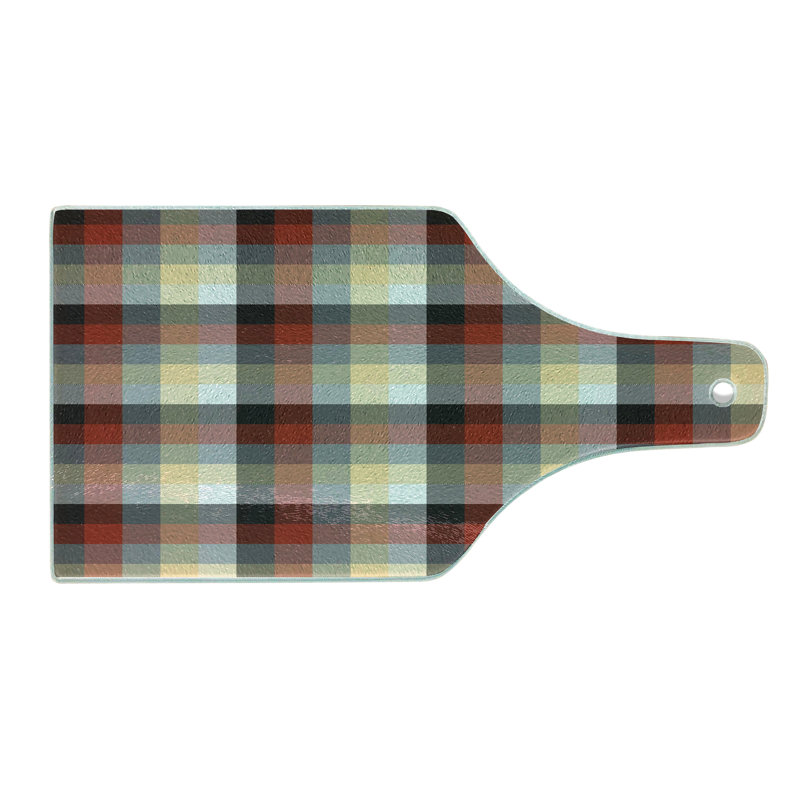 Ambesonne Plaid Tempered Glass Cutting Board Colourful Quilt Motif Abstract Multicolor