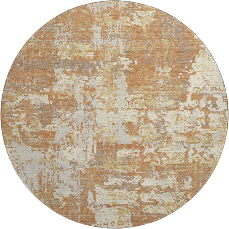 Premium Machine Washable Mayfield AMF1008 Abstract Rug, Round 8'