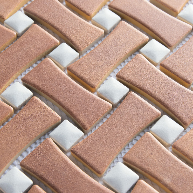 Sentier Des Cotto 10 In. X 10 In. Bone Basketweave Porcelain Mosaic Tile, Brown/White