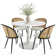 Birchard 4 - Person Dining Table Sets With 35'' Round Table & 4 Upholstered Rattan Chairs