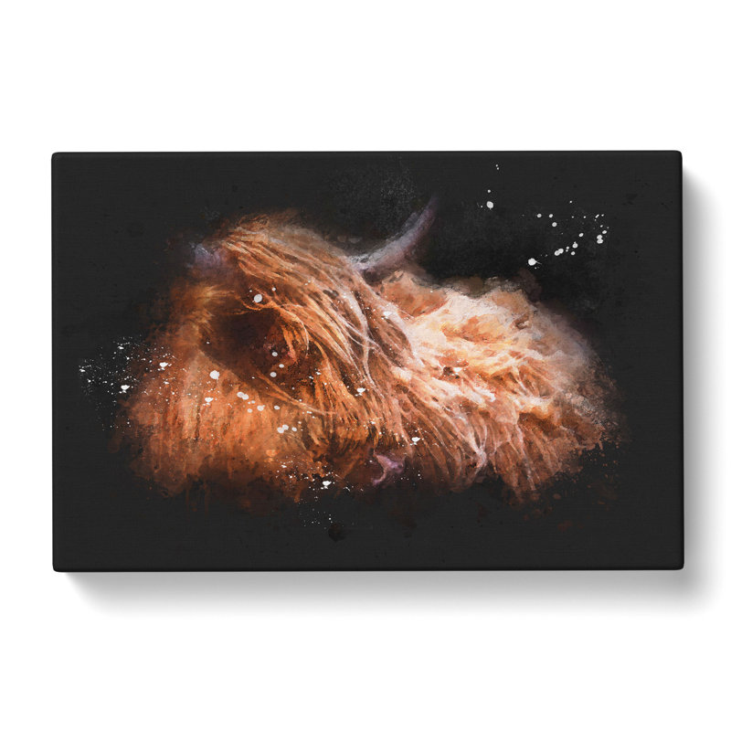 Highland Cow in the Shadows - Wrapped Canvas, 40cm H x 60cm W x 3cm D