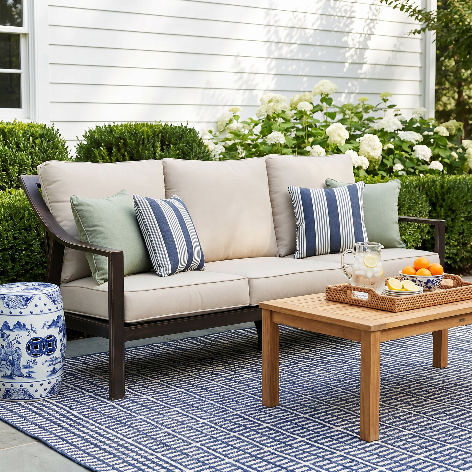 79" Patio Sofa, Taupe, Liberty Bronze