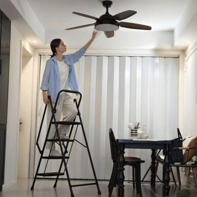 Four Step Ladder, Lightweight Folding Four Step Stool, Wide Anti Slip Pedal And Safety Handle, Sturdy Steel Ladder, Multi-Purpose Step Ladder, Suitable For Home, Kitchen, And Office Elevators