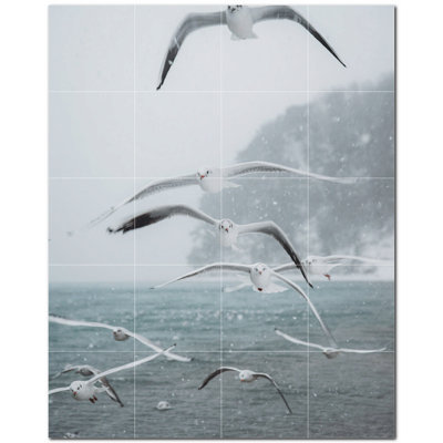 Bird Photo 8'' x 8'' Satin Ceramic Decorative Mural