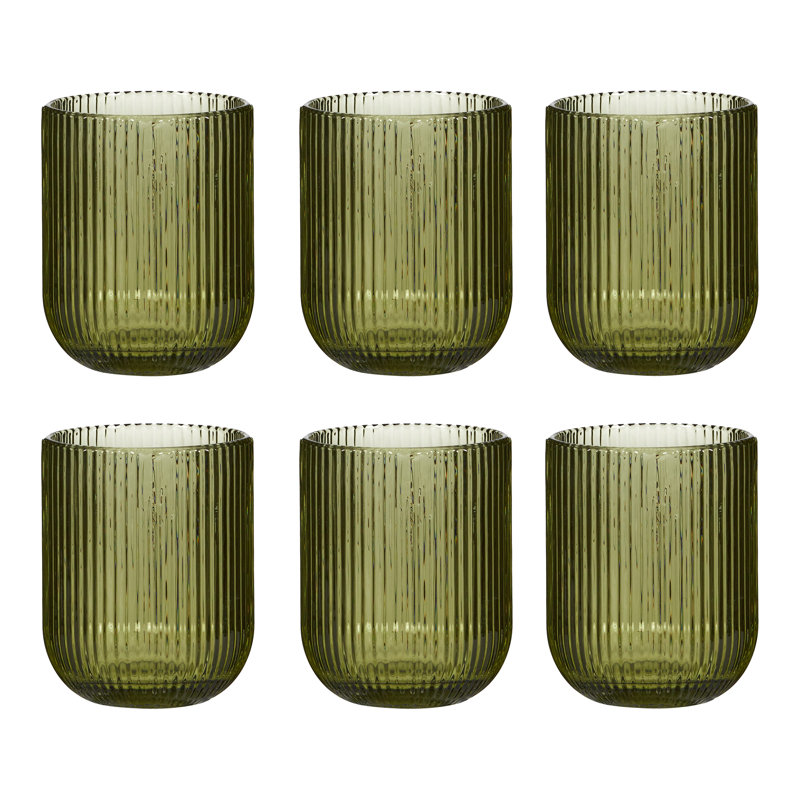 Chanyia Drinking Glass Set, Green, 9.50" H