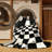 Machine Washable Orsolya Kuala Lumpur Petronas Towers Modern Checkered Rug in Beige – Black Binding-999806221