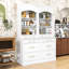 Ensemble de 2 grands garde-manger autoportants avec tablette réglable, plateau en faux marbre et tiroirs-509686605-509686594