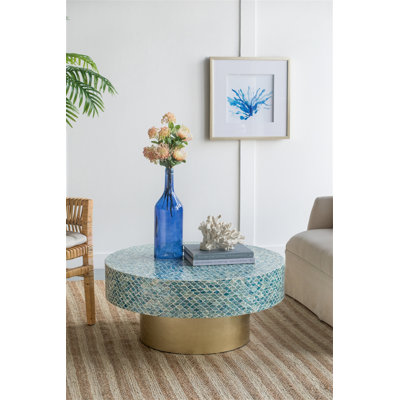 Table basse tambour 35 po x 35 po x 16 po Unique