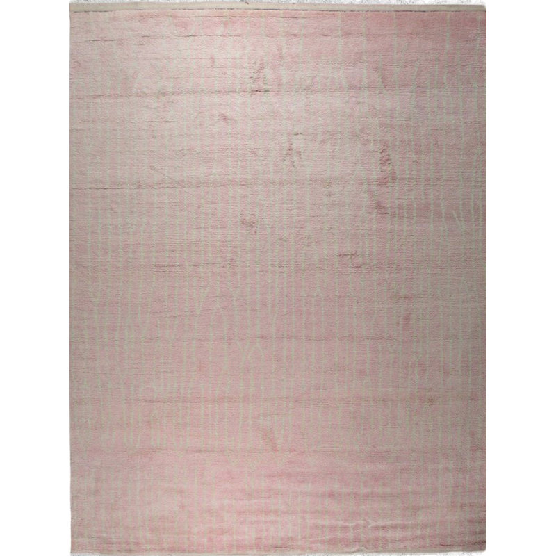 Tapis rose en laine noué à la main Rhea, Rectangle 4 pi x 8 pi