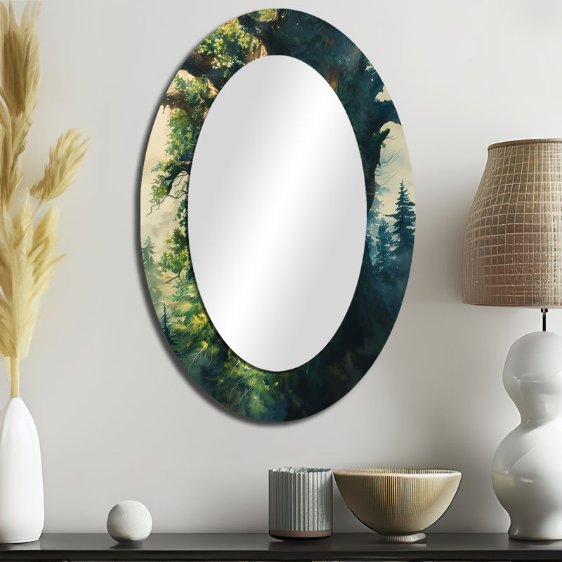 Miroir mural vert moderne Green Forest Titan Giants I, 36 po x 24 po