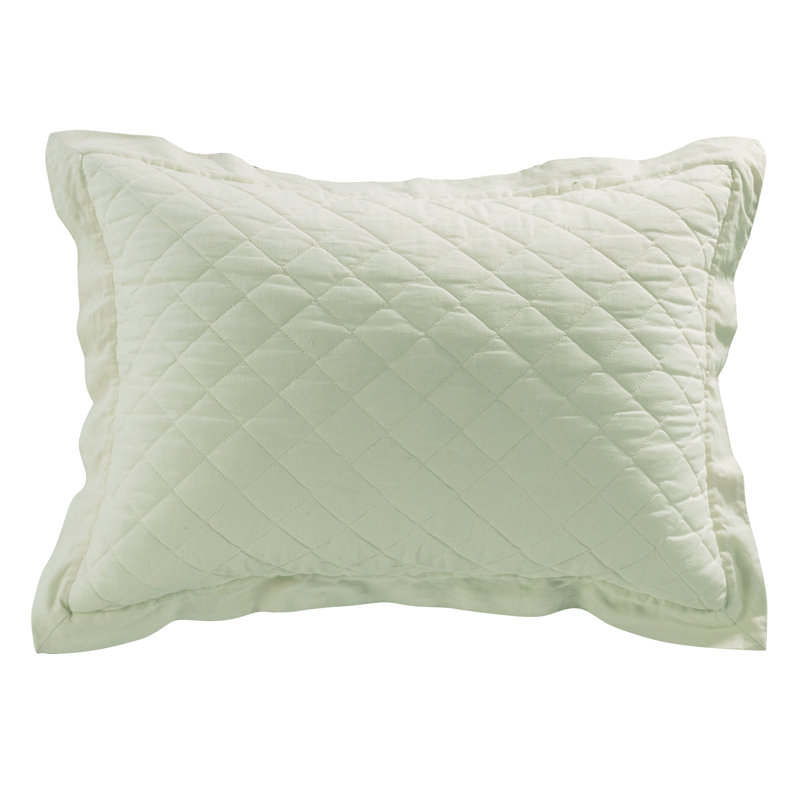Diamond Linen Cotton Quilted Classic Chic Modern Rustic Pillow Sham, Euro, Vintage White