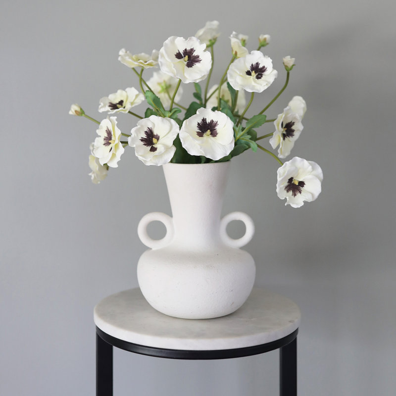 Silk Pansy Faux Floral, White