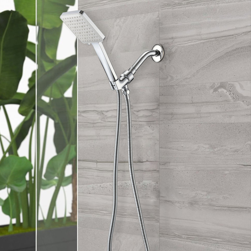 Robinet de douche haut - 6 réglages de jet, tête carrée légère et facile à installer avec modes d'optimisation du débit, installation