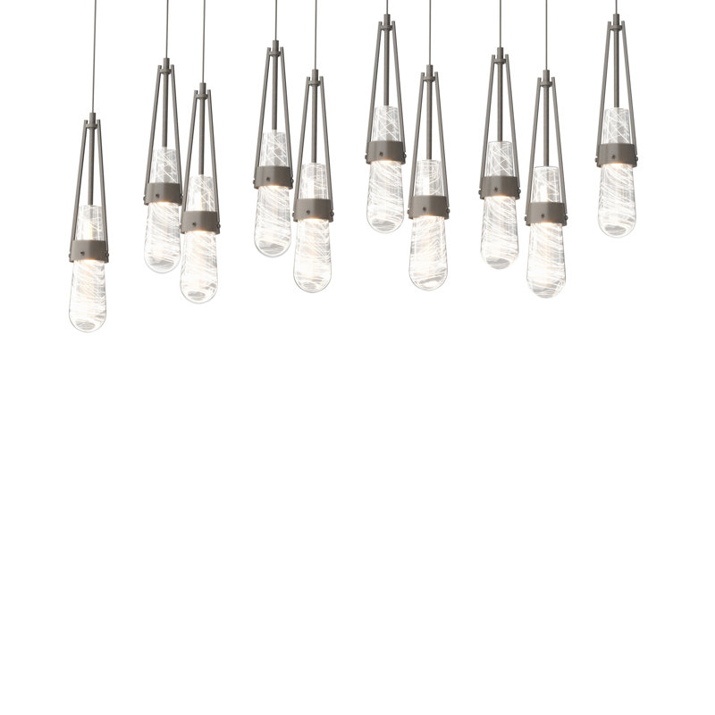 Link 10 - Light Pendant, Long: 19" to 130", Clear with White Threading Glass, Dark Smoke