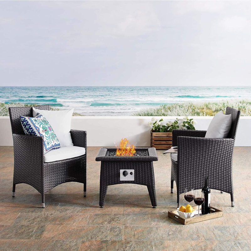 2 - Person Patio Conversation Set with Cushions, White