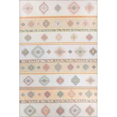 Ottilie Ethnic Patterned Woven Base Decorative Cream / Yellow Carpet