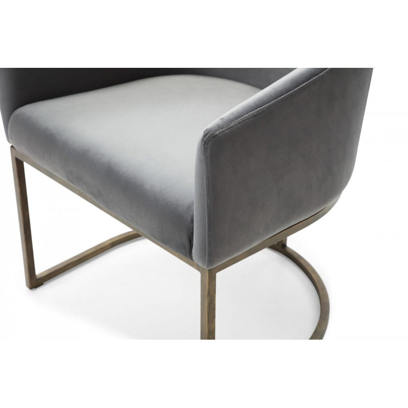 Chaise avec accoudoirs rembourrée en tissu Wiley, Gris