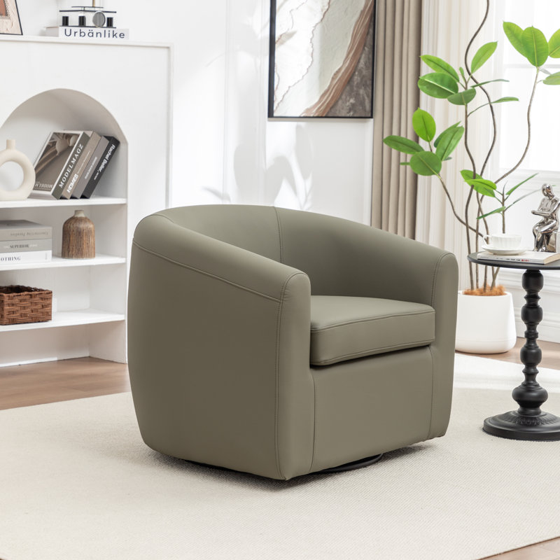 Morre Upholstered Swivel Barrel Chair, Green