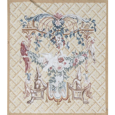 Hand-Knotted High-Quality Beige and Blue Area Rug