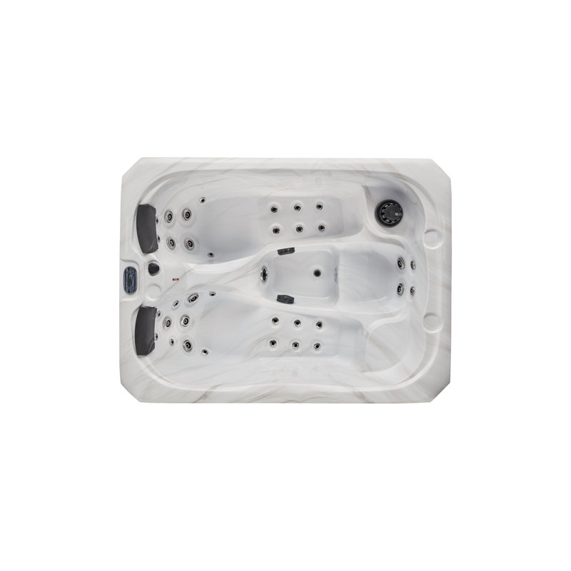 Gray Acrylic 3-Person Rectangle Hot Tub with LED Lighting