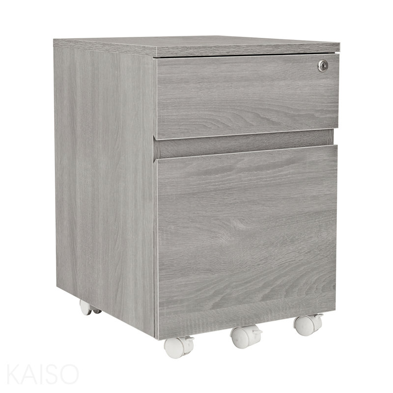 Classeur vertical gris à deux tiroirs avec serrure sécurisée et rangement pour bureau personnel