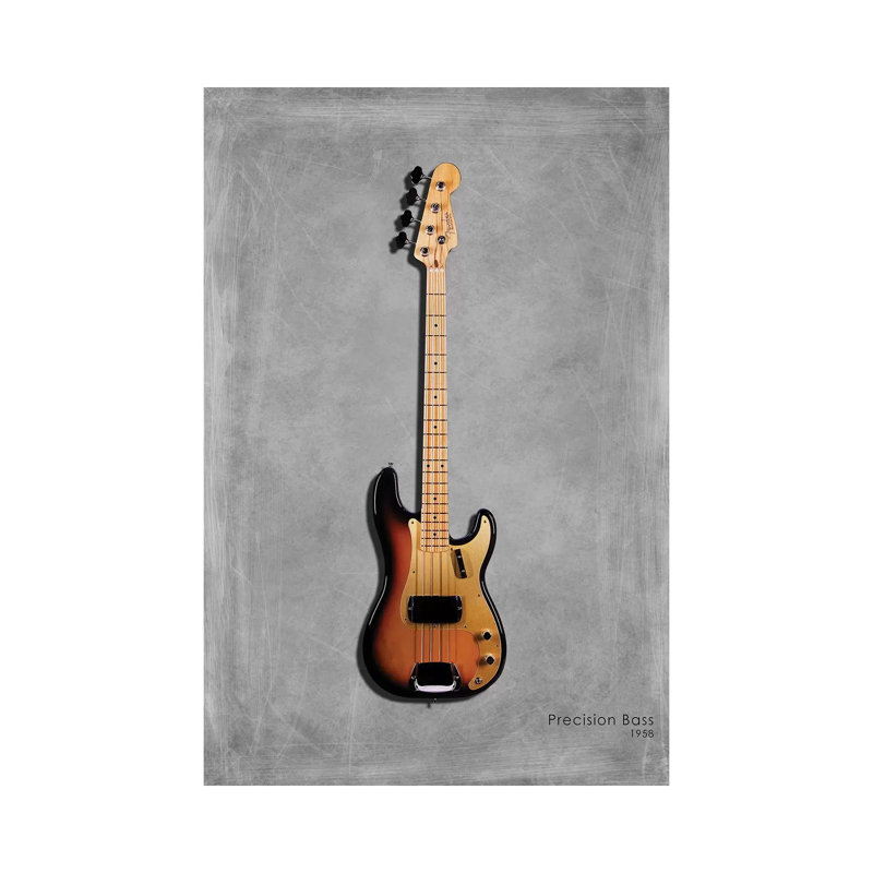 Fender Precision Bass '58 by Mark Rogan - Wrapped Canvas Print, 20.32 cm H x 30.48 cm W