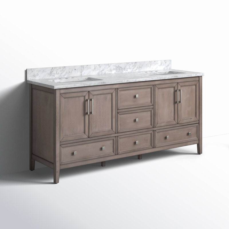 Everette 73'' W Double Vanity, Gray Oak