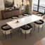 Ensemble de table de salle à manger extensible 9 pièces en pierre frittée avec 8 accoudoirs en tissu Doinita-1264389844-1233355834