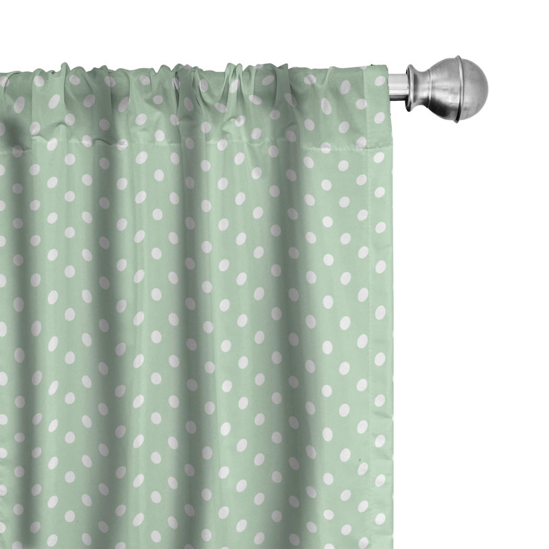 Mint Polka Dot Semi-Sheer Rod Pocket Curtain Panels, 28" x 95"