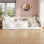 Lit de sol Montessori Varelon Luxe recouvert de fourrure de lapin, avec barrières de sécurité festonnées et poches latérales-133072197-133072198