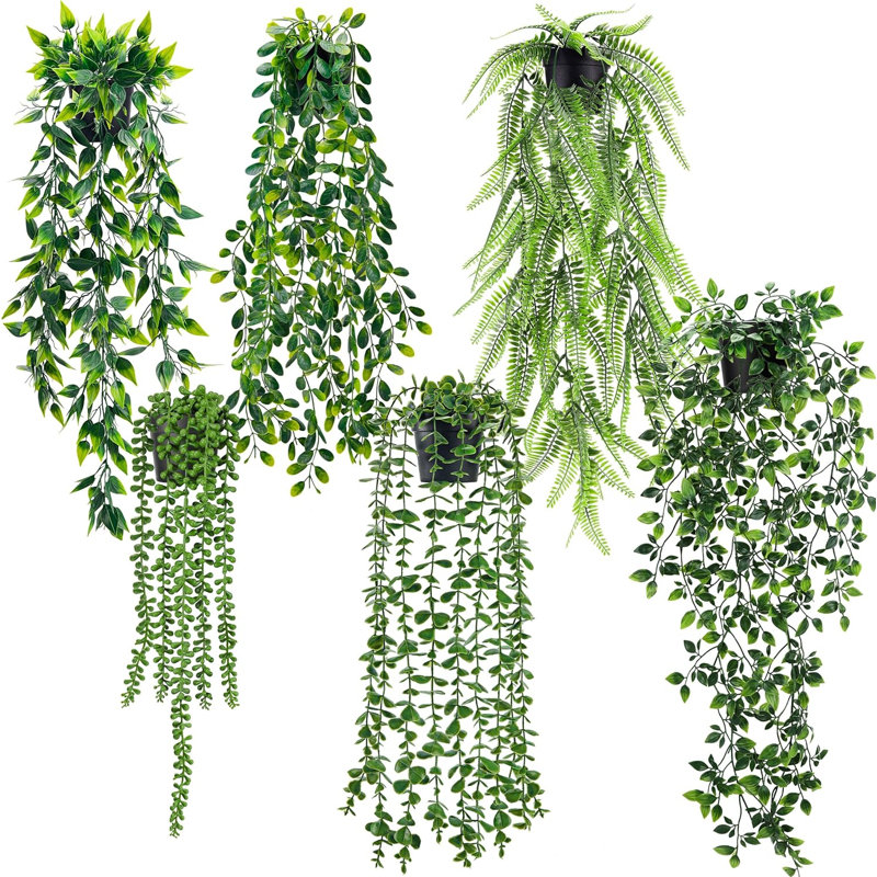 6 Pack Artificial Hanging Vine Plants Boho Wall Shelf Indoor Decor