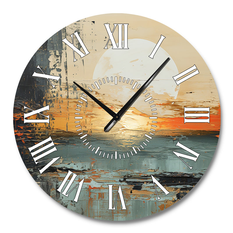 Horloge murale moderne Modern Coastal Mystic Sunrise I, Grand