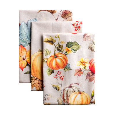 Ensemble de 3 serviettes à thé potiron