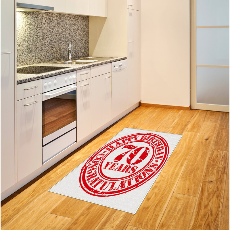 70th Birthday High Density Long Fiber Poly Threads Decorative Area Rug Carpet, Rectangle 2'7" x 5'