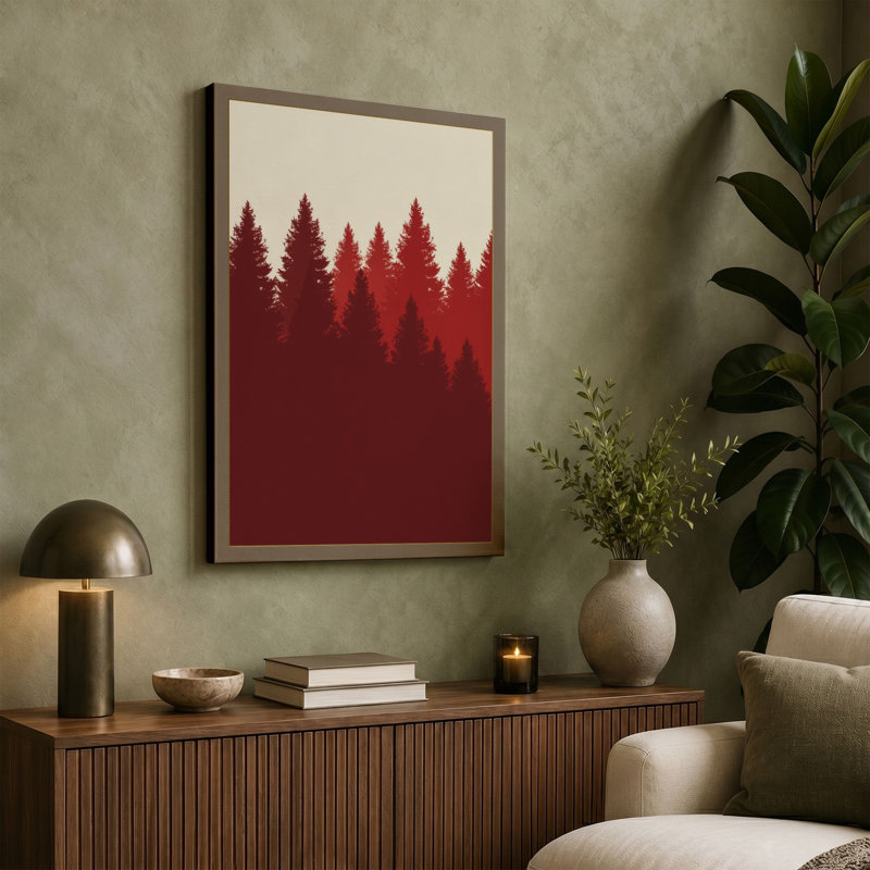 Quiet Northern Forest Scandinavian - Wrapped Canvas, 36x24 - 91.4 x 61.0 cm, Black Border