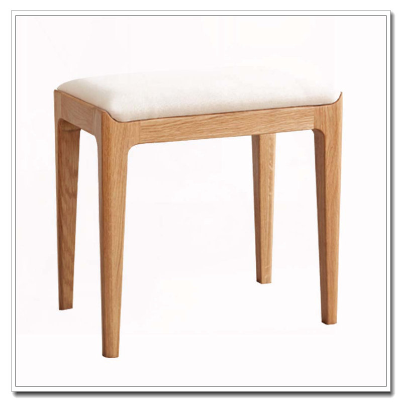 Red Oak Solid Wood Bedroom Vanity Stool, Red Oak