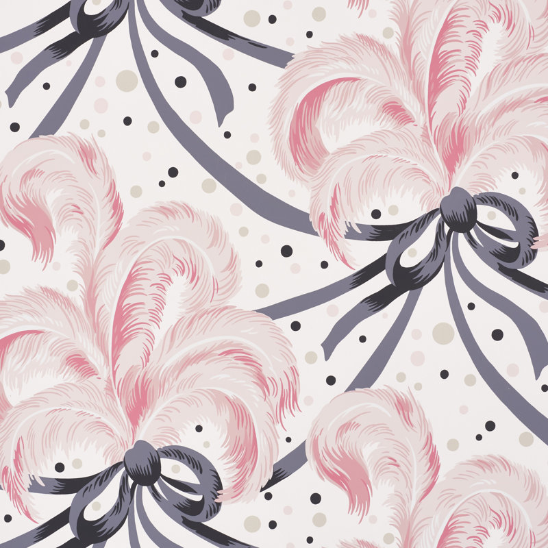 Plumes Et Rubans Wallpaper, Blush