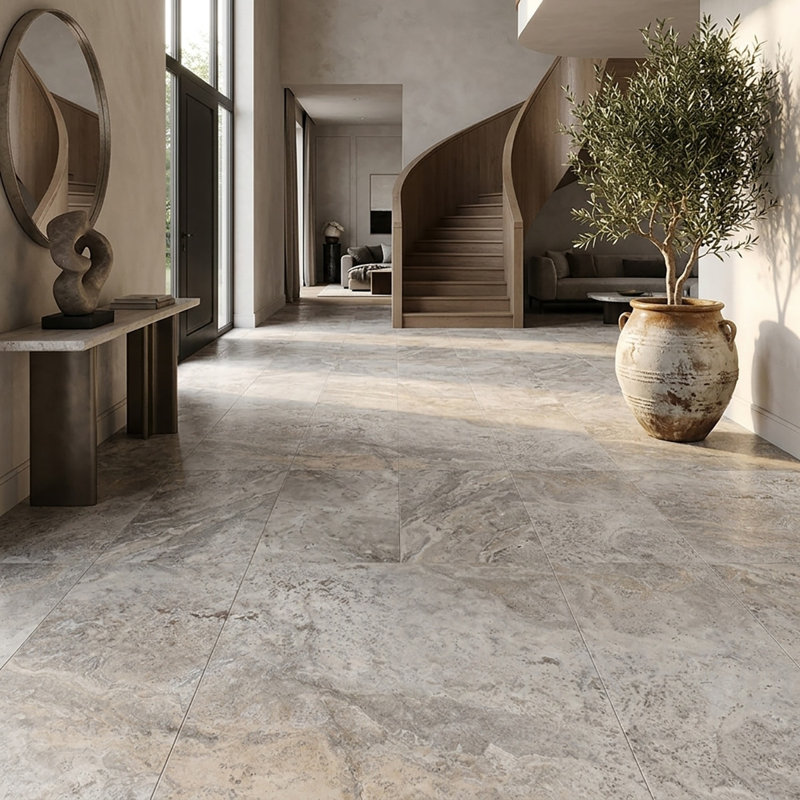 Silver Honed Filled 12x24 Travertine Tile
